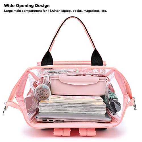 Heavy Duty Clear Backpack for Men Women, School Bag Bookbag PVC Plastic Transparent Backpacks for Boys Girls (Rose Gold)3
