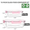 UMEIED 10 PACK Glass Food Storage Containers with Leak Proof Lids, Glass Airtight Meal Prep Containers Set for Lunch, On the Go, Leftover, Kitchen Pantry Organizers and Storage (Pink)