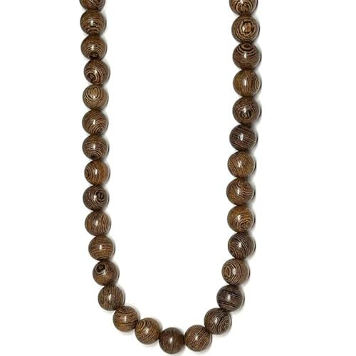 IFIX 12mm Natural Wood Bead Necklaces 24" Men and Women Africa Wooden Beaded Necklaces Brown Wood Necklaces