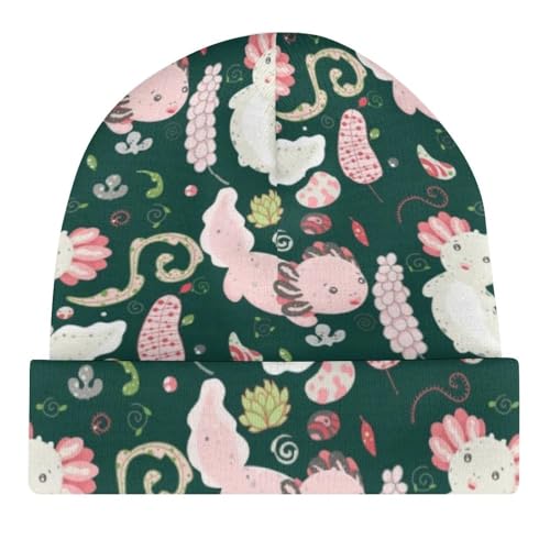 Cute Axolotl Kawaii Pattern Kids Beanie Hat for for Girls Boys Children Cap Winter Knitted Chemo Cancer Headwear Accessories Gifts Decoration Black4