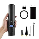 HGV Mini Tire Inflator Digital Portable Air Compressor 12V, Wireless Version 2000mAh Rechargeable Lithium ion Battery, Suitable for car/Bicycle air Pump, with LED Lighting (Black)