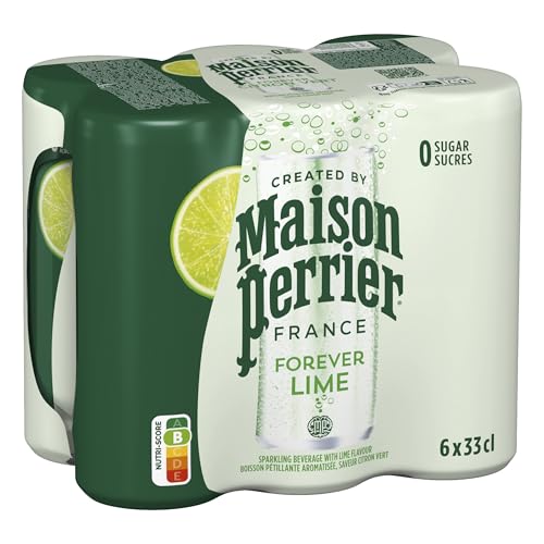 MAISON PERRIER Forever Agua mineral natural con Gas con Sabor Lima, pack 6 x 33 cl lata