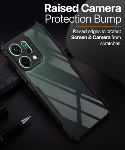 Image of WOW IMAGINE Shock Proof Clear Protective Back Case for Oppo Reno 14 5G - AirEDGE Technology | 360 Degree Camera Protection | Transparent Hybrid Back Case Mobile Cover - Black
