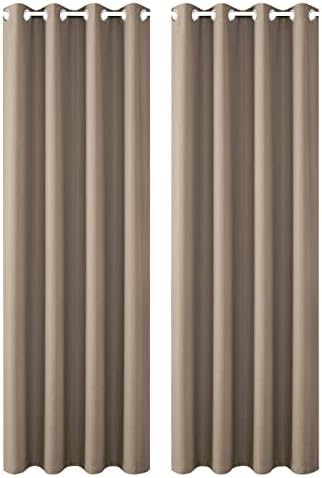 FLOWEROOM Thermal Blackout Curtains for Bedroom, 46 x 54 inches Long, Taupe - Winter Energy Saving/Summer Sun Blocking/Noise Reducing Window Curtain for Living Room, Set of 2 Eyelets Curtains