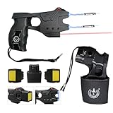 USB-C Heavy Duty Stun Gun with LED Flashlight, 15 Foot Range, 1.80 µC Painful， Rechargeable Self Defence Stun Gun,Shiny Surface - Design Patent Pending (USB-C Black Gloss + Holster)