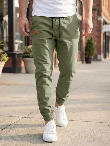 Image of JMIERR Mens Cotton Stretch Joggers Casual Twill Athletic Track Pants