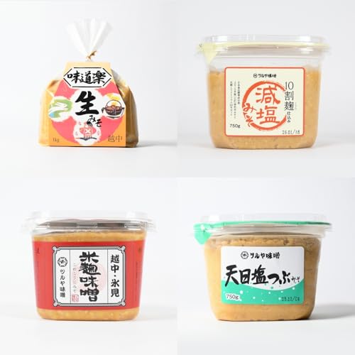 ツルヤ味噌 お試し4種食べくらべ こうじ味噌 グルテンフリー 発酵 朝食 熟成 富山県 氷見市
