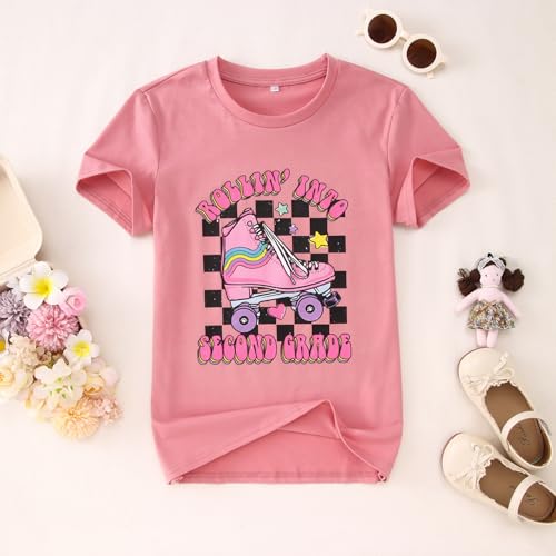 Image of SOFEON First Day of School Shirt for Girls Rollin' Into 1st /2nd /3rd Grade T-Shirt Back to School Skating Graphic Tees Tops