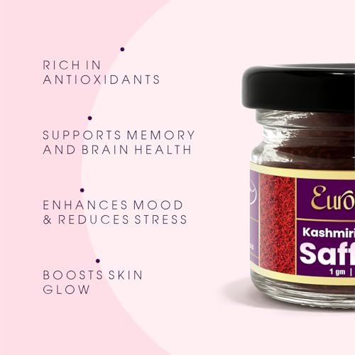 Image of Eurohaus Pure Kashmiri Kesar Saffron | Grade A+++ Saffron Threads | Rich Aroma Natural Color & Long Threads for Milk Tea Kheer Biryani Sweets Desserts Cooking and Pooja Use | 1 Gram