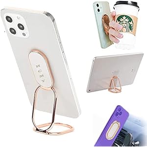 Phone Ring Holder Finger Kickstand, Foldable Metal Rose Gold 360 Rotation Ultra-Thin Cell Phone Back Hand Grip for…