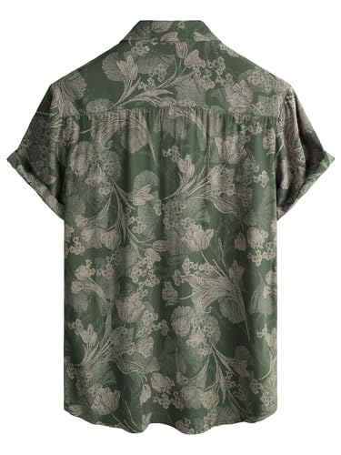 Image of JOTOOK Mens Hawaiian Shirt Short Sleeve Button Down Tropical Shirts Casual Floral Summer Beach Shirt