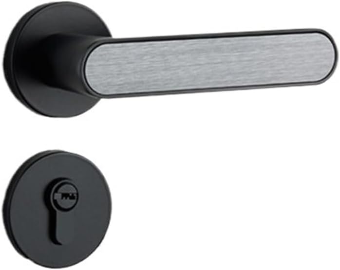 Indoor Door Lock Bedroom Door Lock Household Black Magnetic Silent Door Handle Modern Minimalist Ecological Wooden Door Lock(E Type Silent 35 50mm)