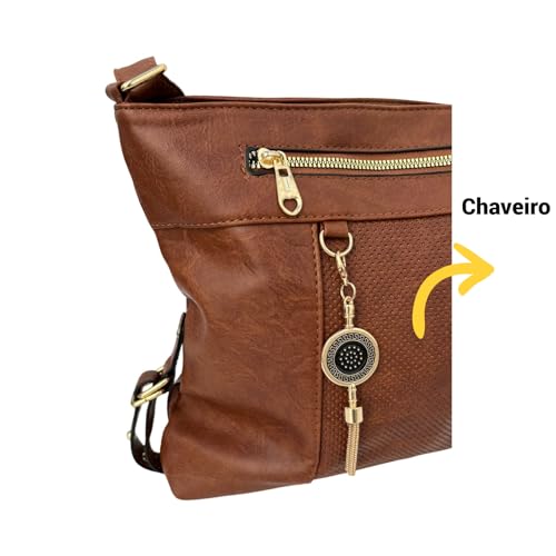 Bolsa Feminina Tranversal Tiracolo Bolsa Ombro Marrom Média