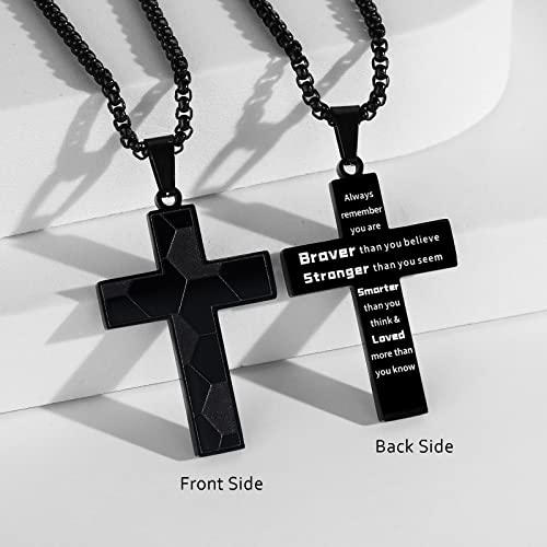 Soccer Cross Necklace for Men Inspirational Bible Verse Cross Pendant Stainless Steel Chain 22+2 inch Soccer Sports Jewelry Football Gift for Men2