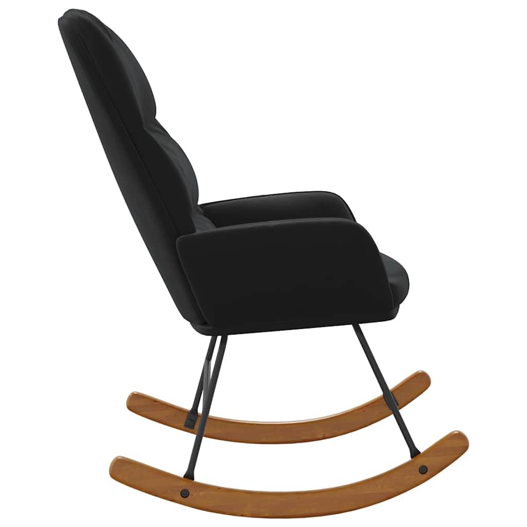 Schaukelstuhl Schwarz Samt - Moderner Relaxsessel mit Polsterung und Metallbeinen, Bequemer Schaukelsessel für Wohnzimmer, Schlafzimmer & Lese-Ecke, Belastbar bis 110kg