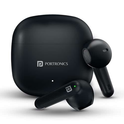 Portronics Harmonics Twins S18 in Ear TWS Earbuds with 30H Playtime, in Built HD Mic, Game/Music Mode, 13mm Dynamic Driver, Low Latency, Touch Control, Type C Fast Charging, Light Weight(Black) view 1