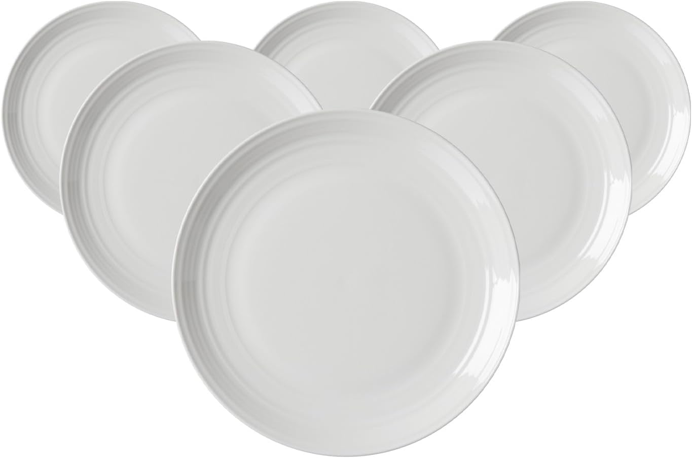 Ritzenhoff & Breker Levi Dessertteller 6er Set, 21 cm, Frühstücksteller mit feinem Rillenrelief, Skandinavisches Design, Porzellan, Weiß