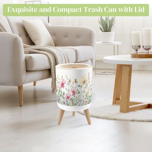 Pequeña caneca de basura redonda con tapa y patas 7L miniatura 2
