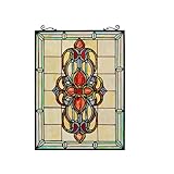 Chloe Lighting Avalon Tiffany Victorian 18x25 Stained Glass Window Panel, Multi-Color