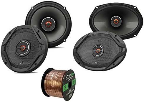 2X JBL 6.5" 2-Way GX Series 360-Watt Coaxial Car Audio Loud Speakers, with 2X JBL 6x9 2-Way GX Series Car Audio Speakers with Tweeter Level Control, Enrock 16-Gauge 50 Foot Wire