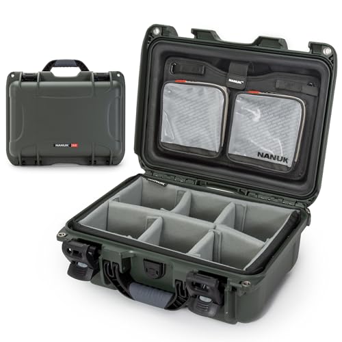 Image of NANUK 915 Pro Photo Kit - Compact Waterproof Travel Camera Hard Case with Padded Dividers, 13.8 inch x 9.3 inch x 6.2 inch - Dustproof and Impact Resistant, Airline Carry-On Approved - Olive