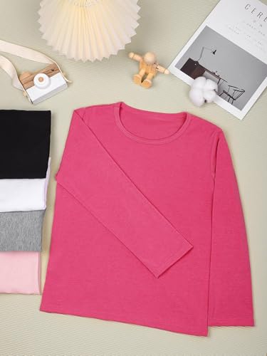 Cooraby 5 Pack Girls Long Sleeve Tees Basic Crewneck Soft T-Shirts Toddlers\' Long-Sleeve T-Shirts Assorted Colors