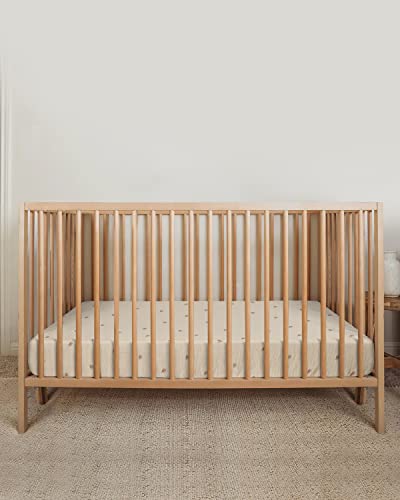 Muslin Crib Sheets For Girls And Boys, Cotton Boho Neutral Fitted Baby Crib Sheet For Standard Crib Mattress & Toddler Bed Mattress (52"X28"), Soft Breathable Baby Sheets 2 Pack (Sunshine&Brown) #TOP6