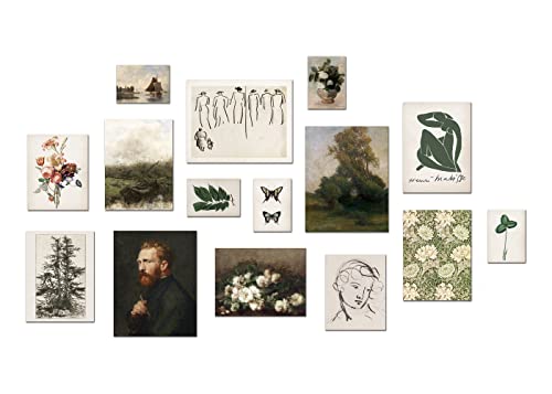 Vintage Aesthetic Wall Art Decor - Set Of 15 Posters // Modern Eclectic Traditional Home Antique Decor // European American Cottage Farmhouse Office Bedroom Living Room Artwork Prints 15Ant1 #TOP2
