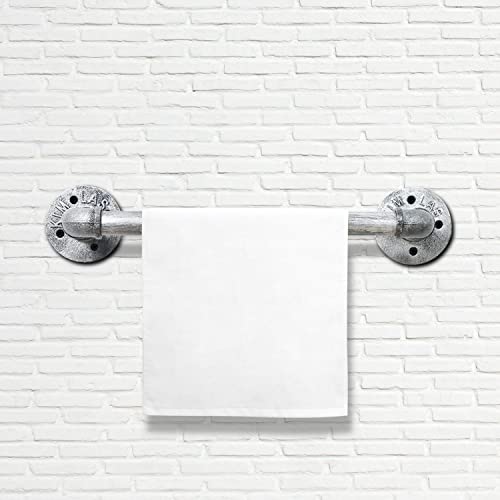 Houseaid 12 Inch Industrial Pipe Towel Bar, Farmhouse Rustic Towel Holder, Vintage Style Towel Rod For Bathroom, Wall Mounted, Antique Silver #TOP1