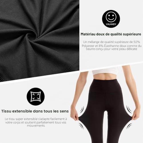 SINOPHANT 3/4 Leggings Femme Taille Haute Opaque Elastique Grandes Tailles Leggins 2 Packs Noir XXL – vue 4