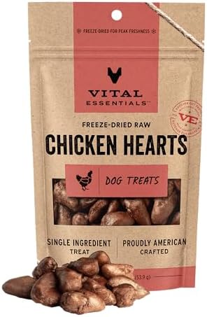 Vital Essentials Freeze Dried Raw Chicken Hearts Dog Treats | Sin...