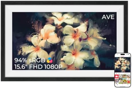 94% sRGB Frameo Digitaler Bilderrahmen Schwarzeichenholz 15.6 Zoll 32GB | Natürliches Eichenholz mit markanter Maserung, für warme Wohnräume, ein Geschenk, das Erinnerungen nach Ha