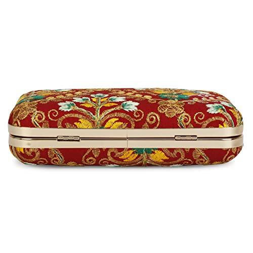 Image of LONGING TO BUY Hand Crafted Designer Box Clutch - Zari Embroidery For Women