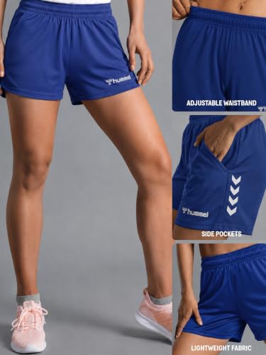 Image of hummel Evy Solid Regular fit Polyester Shorts for Women Comfortable Breathable Fabric Stretchable for Everyday Use Ideal for Yoga Training Gym Running or Performance