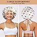 2+3 Large Satin Bonnets with Scrunchies for Women, Hair Bonnet Sleeping Tie Bonnet for Braids Curly Hair, H