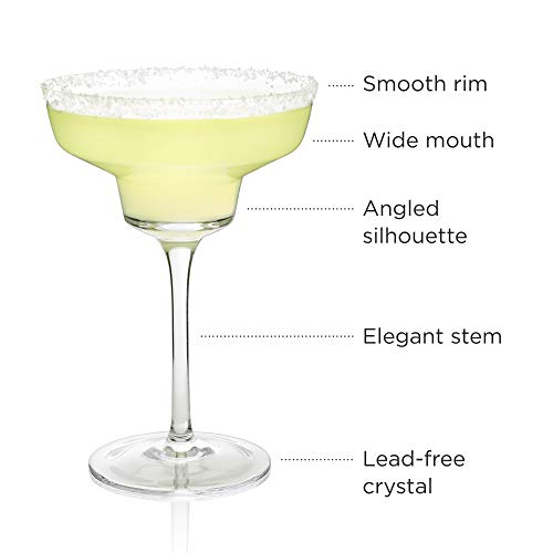 Viski Raye Angled Stemmed Margarita Glasses Set Of 2 - Premium Crystal Clear Margarita Cocktail Glasses Drink Gift Set - 12Oz #TOP2