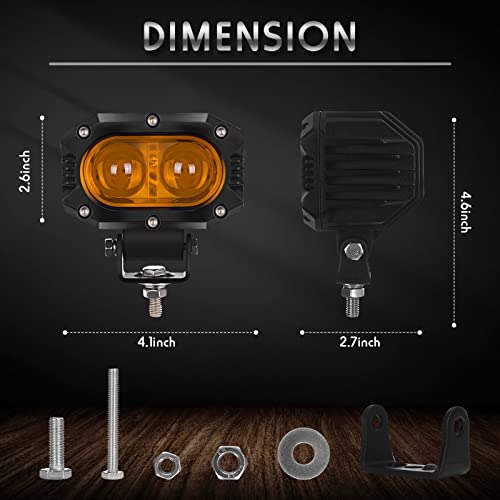 Dloecbt Led Pods 2Pcs 4" 50W 8000Lm Spot Led Off Road Lights Driving Fog Light Led Work Light Super Bright For Truck Van Camper Suv Atv Boat,Yellow #TOP6