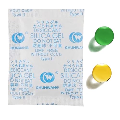 Silica Gel Beutel 50g x 20 Stück (mit Farbindikator) – Lebensmittelecht, wiederverwendbar & effektiv gegen Feuchtigkeit – Ideal für Lebensmittel, Elektronik, Schuhschrank & mehr