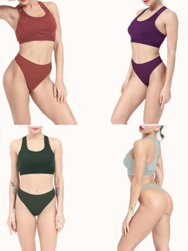 Image of GRANKEE Women's High Waisted Breathable Seamless Thong Panties,No Show Workout Underwear,Comfortable Cotton Crotch,6 Pack