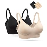Wingslove 1-3 Pack Damen ohne Bügel Schwangerschafts Still BH Nahtlose Maternity BH Umstandsmode (2Pack-Schwarz,Nackt, XL)
