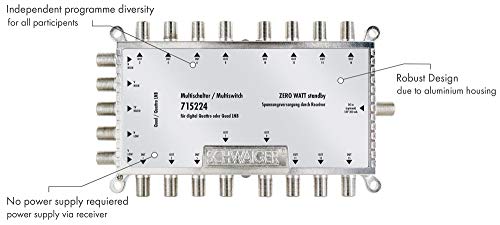 Miniatura 4 de Schwaiger 5224 Distribuidor Sat Multiswitch Repartidor Sat Digital De 16 Vías Con Fuente De Alimentación Externa Incl. Accesorios De Montaje