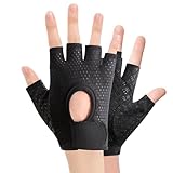 Bansusu Half-Finger Gym Gloves for Men and Women - Weight Lifting Gloves with Wrist Strap Protection for Weightlifting Cycling (M)