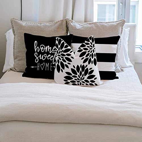 Rabuit Pillow Covers 24X24 Set Of 4, Modern Sofa Throw Pillow Cover, Decorative Outdoor Linen Fabric Pillow Case For Couch Bed Car (Black, 24"X24") #TOP4