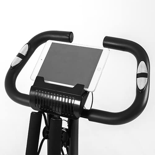 Close-up of the OTO Magbike MB-1000's handlebars with a tablet placed in the integrated holder.