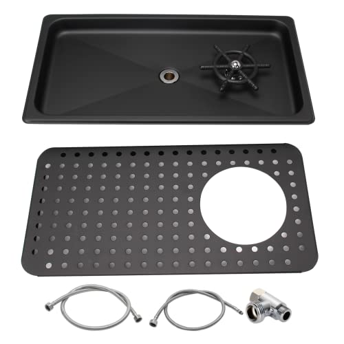 Dibtsa Glass Rinser, Stainless Steel Espresso Cup Pitcher Rinser Countertop Sink With Spray,Drain And Drip Tray, Matte Black Middle Size 16.65 X 8.81 X 1.1 Inches #TOP4