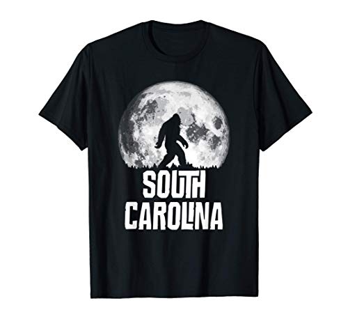 South Carolina Bigfoot Vintage Full Moon Retro Squatch Maglietta