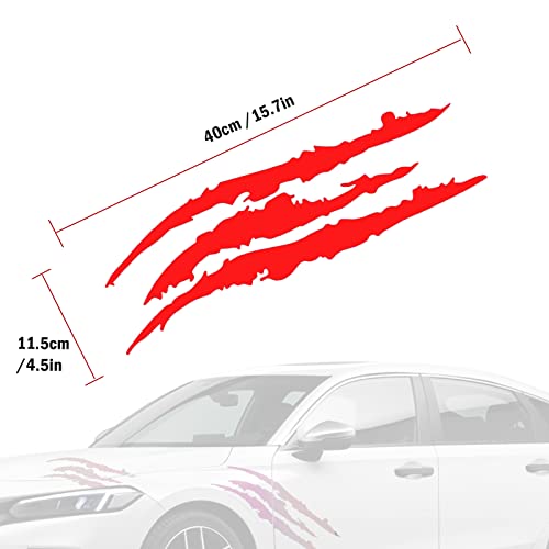 2Pcs Car Stickers Reflective Monster Claw Scratch Marks Headlight Bumper Sticker Waterproof Decal, Claw Marks Decal Reflective Sticker For Car Headlamp, Motorbike, Truck Decal Decoration, Red #TOP1