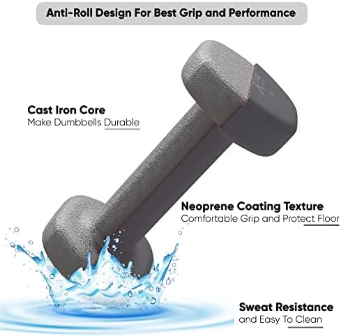 Xn8 Neoprene Dumbbells Hand Weights for Women Men Home Gym Exercise Fitness Weight Lifting Body Building Muscle Training Equipment Dumbbells Pair 1*2=2kg