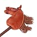 Hamwesh Plush Stick Horse, Lifelike with Neighing Sound, 70cm Outdoor Riding Toy for Kids (Deep Brown)