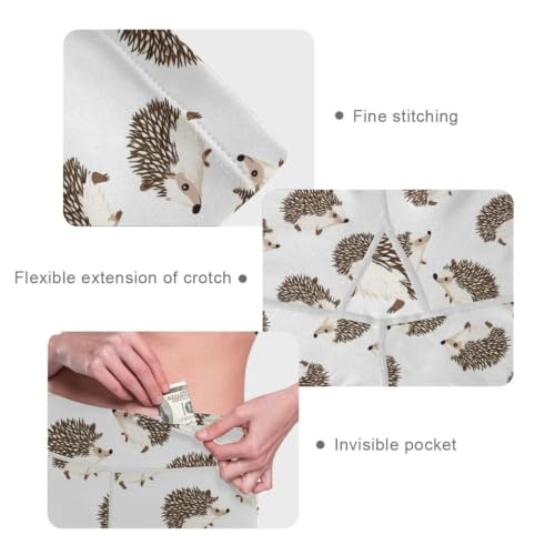 Leggings de compresión de cintura alta con estampado de erizo marrón 5